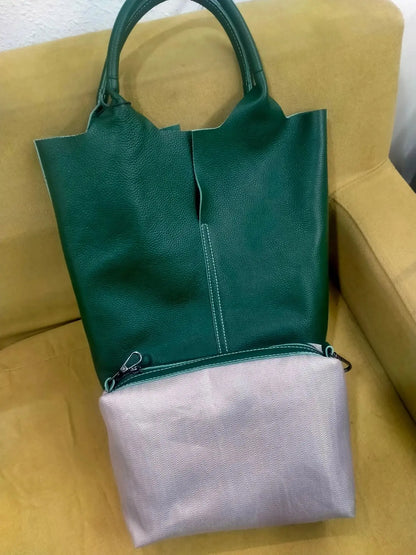 Genuine Grade Leather Women Commuter Tote Bag Ladies Soft Cowhide Tote Shoulder Handbag Large Female Bucket Bag Luxury Designer