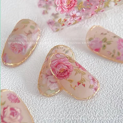 1Pc 100cm Flower Nail Foils for Transfer Paper Floral Stickers Rose Nails Wraps Tulip Nail Art Decorations