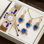 5PCS Luxury Rhinestone Women Watches Jewelry Set Fashion Adjustable Bangle Ladies Quartz Wristwatch Reloj Mujer（Without Box）
