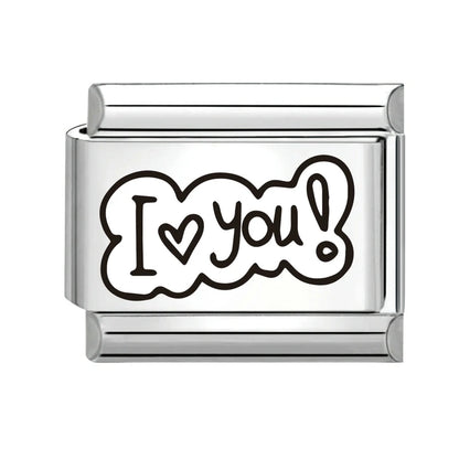 New Y2K Colorful Glaze English Word Italian Charm Link Fit 9mm Stainless Steel Jewelry DIY Making Bracelets For Gifts