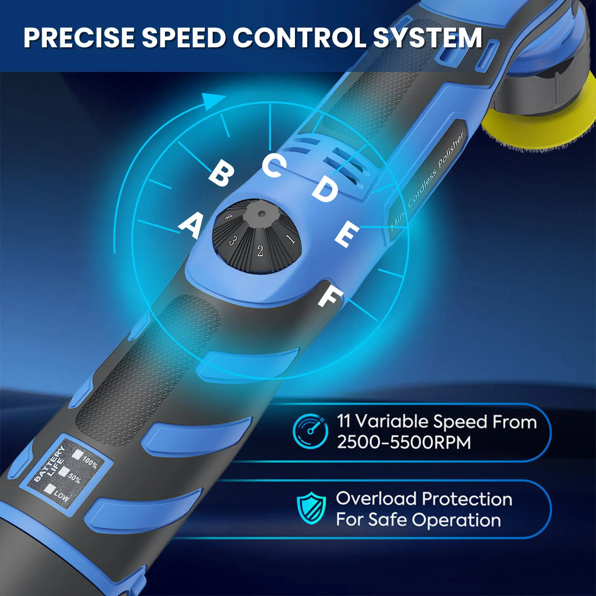 Cordless 12V Mini Car Polisher Wireless Auto Waxing Buffing Machine with 1/2/3 Inch Polishing Pads Kit for Car Detailing