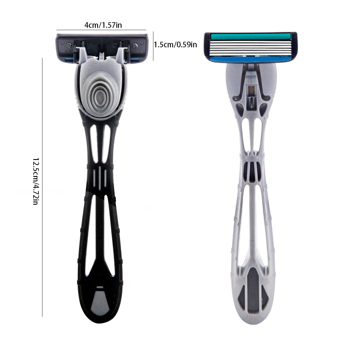 1 Handle + 12 / 17 Blades/ Men Women Manual Safety razor 6-Layer Stainless Steel Hair Removal Shaving Replaceable Shaver Head