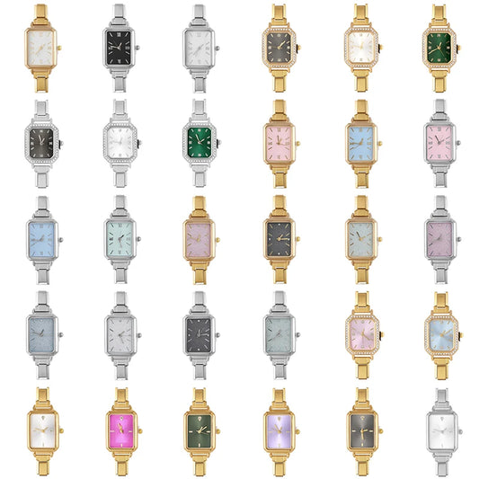 Fashion Colorful Dial Square Stainless Steel Women Watch Head Fit 9mm Bracelet For Party Friend Wife Birthday Jewelry Gifts
