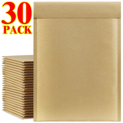 50/40/30/20/10X Kraft Bubble Mailers Envelopes Bags Yellow Seal Adhesive Shipping Bag Waterproof Mailing Business Gift Packaging