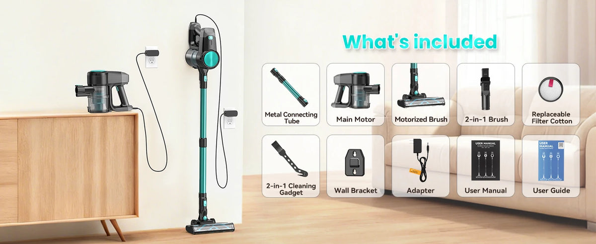 N3T Cordless Stick Vacuum 6 in 1 Handheld Vacuum Cleaner with LED Brush 40 Mins Runtime Self Standing for Pet Hair Hard Floor Carpet