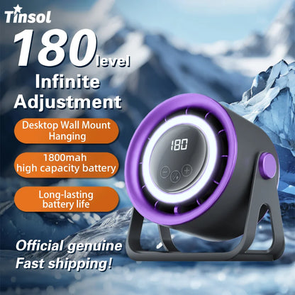 TINSOL 1800mAH Portable Electric Fan with Ambient Light Turbo Mute Electric Fan Desktop Wall Mount Ceiling Air Cooler