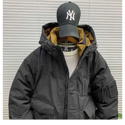 Luxury High-end Down Jackets Men Winter Warm Cargo Coat White Duck Down Coat Windproof Pockets Hooded Thick Parkas Canada