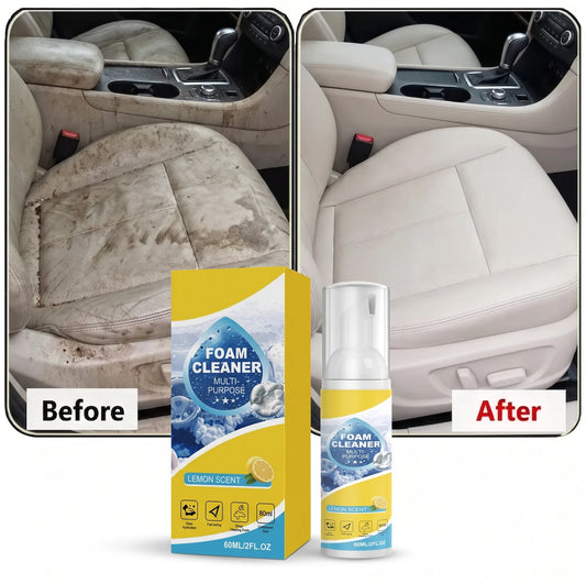 Multipurpose 2-in-1 Foaming Car Seat Cleaner Fabric Stain Eliminator Removes Tough Grime Without Full Washing