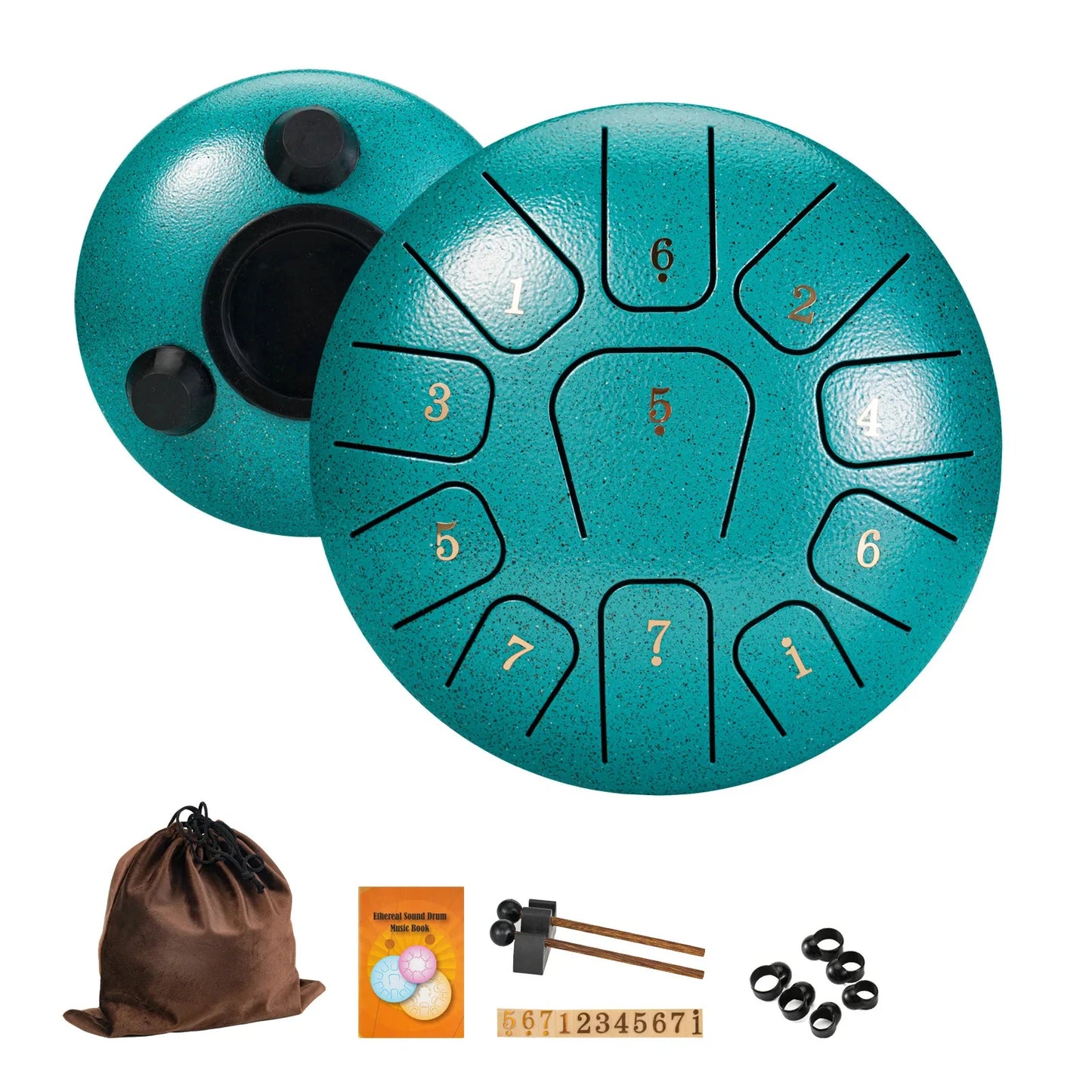 Miwayer 6" Steel Tongue Drum Gift Set | 11-Note Sound Healing Instrument w/Tuning Kit | Yoga/Meditation/Anxiety Relief Tool
