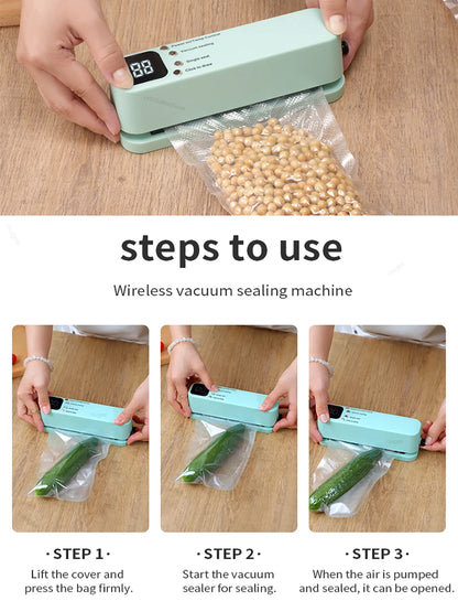 Mini Vacuum Bag Sealer Plastic Bags Sealer Food Packaging Bag Sealing Machine Rechargeable Vacuum Sealer Pump Electric Air Pump