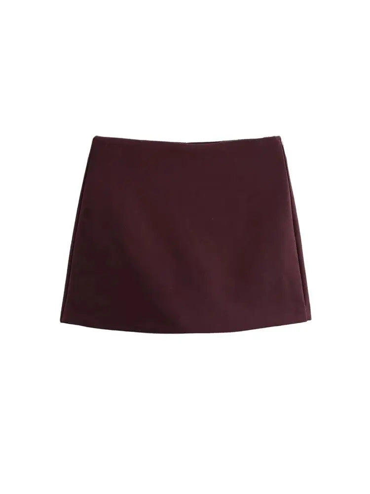 High Waist Solid Skort for Women Fashion Side Zipper Female Shorts Skirts Mujer