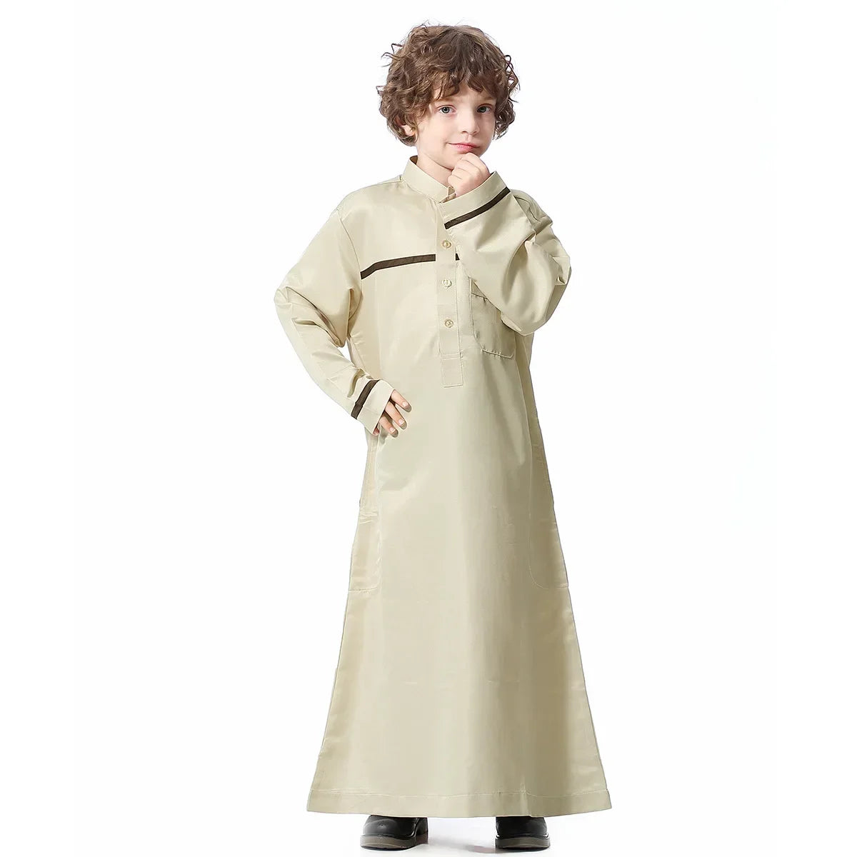 Muslim Saudi Arab Boys Robe Kids Abaya Kaftan Prayer Islam Ramadan Clothing Long Sleeve Thobe Middle East Teenage Dress Dubai