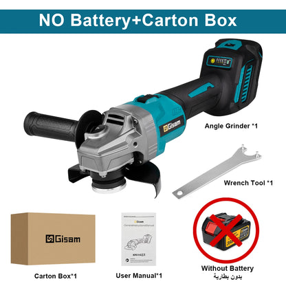 Gisam 125mm M14 Brushless Angle Grinder 7 Gears Cordless Grinding Machine Cutting Woodworking Tools For Makita 18V Battery Pins