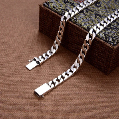 100% S925 Sterling Silver Bracelet 8MM Punk S925 Silver Jewelry Never Fade Carry Certificate Men Women Jewelry Gifts