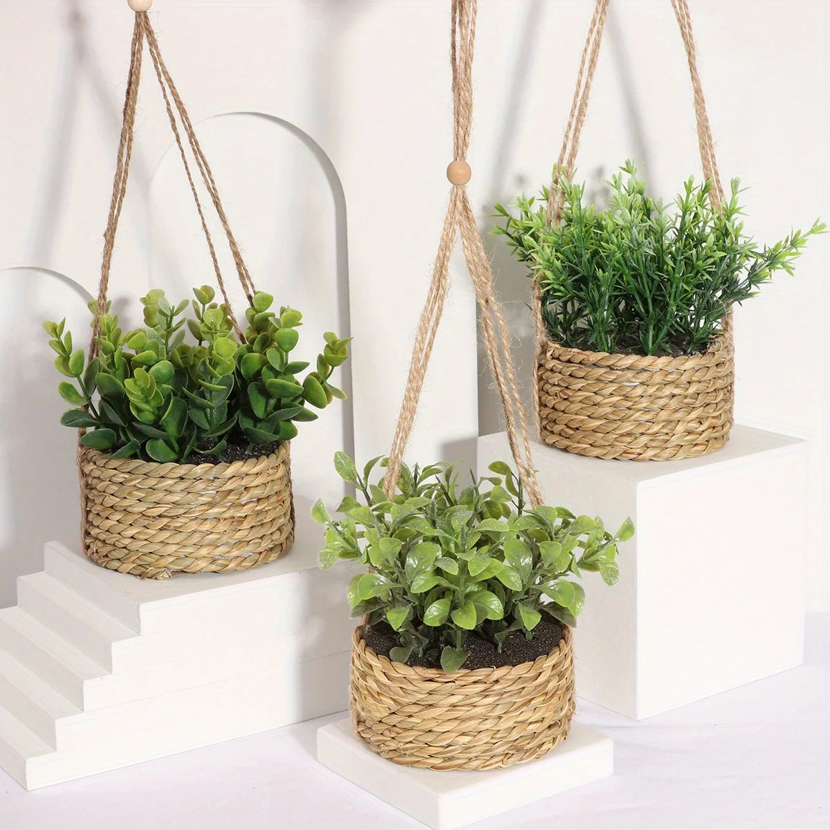 XIYA FLOWER Green Artificial Plants Eucalyptus Grass Woven Rosemary Potted Plants Grass Mound 40cm PE Material Home Decoration