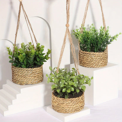 XIYA FLOWER Green Artificial Plants Eucalyptus Grass Woven Rosemary Potted Plants Grass Mound 40cm PE Material Home Decoration