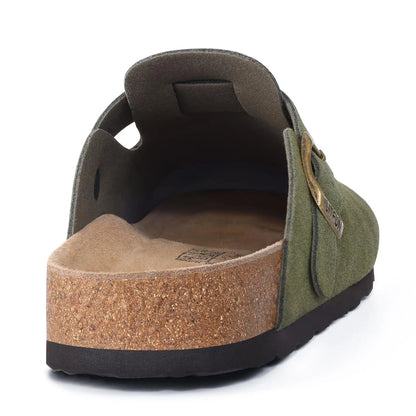Shevalues Men's Suede Clogs Soft Leather Mules Men New Summer Men Cork Sandals Comfort Slip On Unisex Clogs With Arch Support