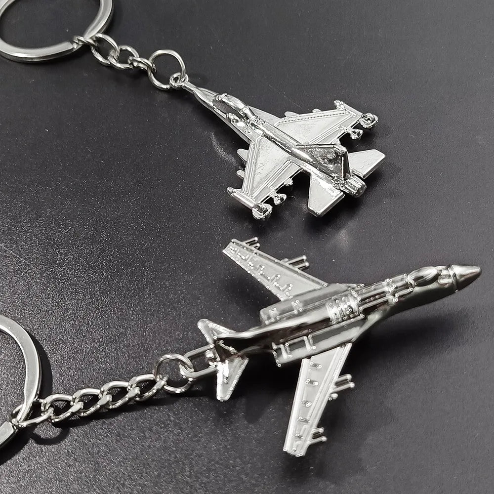 Air Plane Model Fighter Keychains Metal Cool Airplane Keyring Pendant Car Motorcycle Bag Key Chain Ring for Men Creative Gift
