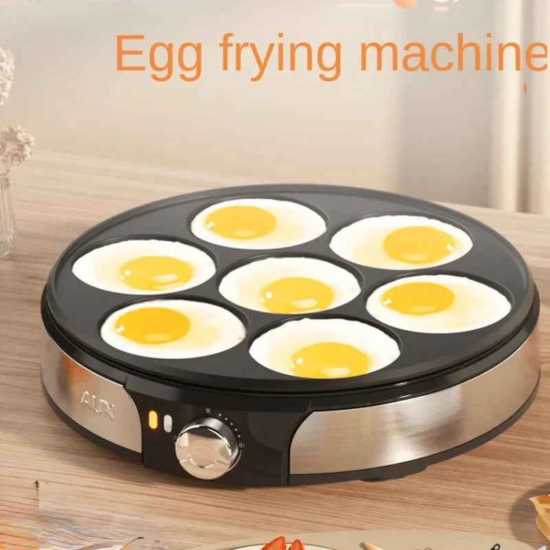 220V Professional Crepe Maker with 7 Holes Egg Burgers Crepes and Omelettes Baking Pan Perfect for Breakfast