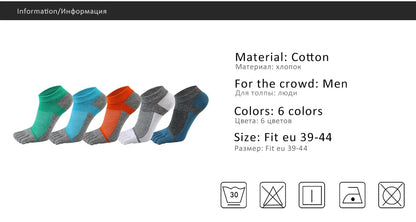 1/5 Pairs Summer Toe Ankle Socks Cotton Colorful Mesh Breathable Shallow Mouth Sweat-Absorbing Deodorant No Show 5 Finger Socks