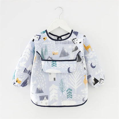 Newborn Baby Bibs Blouse Waterproof Long-sleeved Reverse Dressing Infant Eating Clothes Apron Bib Protective Clothing 0-2Years