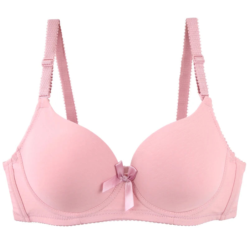 2025 New Sexy Bow Sweat Absorption Bras Solid Smooth 34/75 36/80 38/85 40/90 42/95 44/100 ABC Cup Underwear Pus Up Lingerie