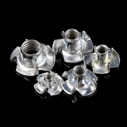 90pcs M3/M4/M5/M6/M8 Woodworking Tools Captive Nuts Four Prong Furniture T Nut Inserts Wood Zinc Plated Carpentry Tool