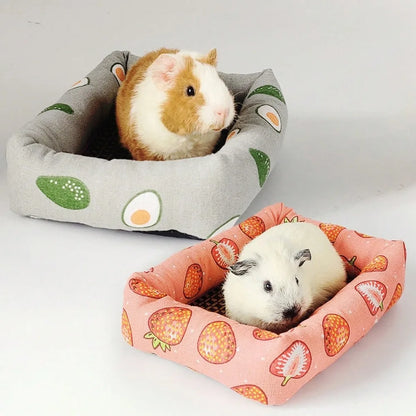 Pet Sleep Bed Rectangle Mat with Rattan Cooling Pad for Small Animals Dogs Cats Rabbit Guinea Pig Hamster Squirrel All Seasons
