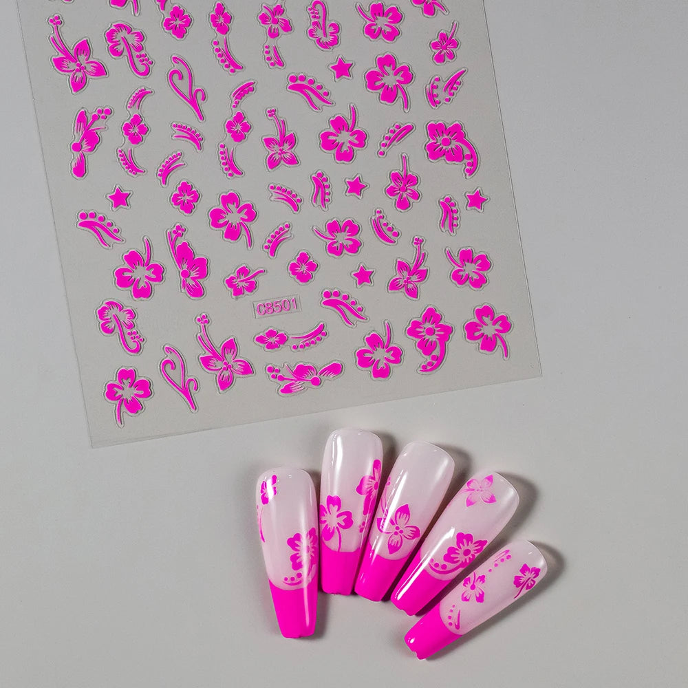 1pcs 3D Bronzing Gold Love Heart Nail Art Stickers Y2K Holographic Stars Sun Starlight DIY Nail Decals Heart Manicure Decoration