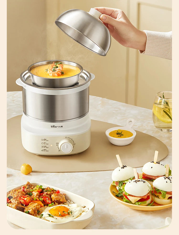360W Electric Egg Boiler Breakfast Machine Multicooker Steamer Automatic Egg Cookers Home Egg Custard Steaming Cooker with Timer