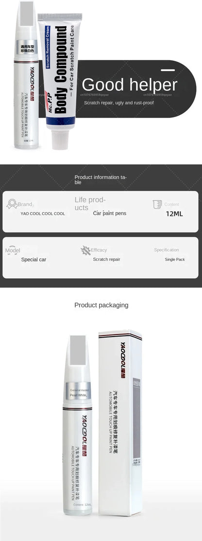 Suitable for Tesla Model 3 Y X S Automotive Paint Repair Pen Pearl White Clearcoat Pen Paint Repair Set Wheel Hub Silver