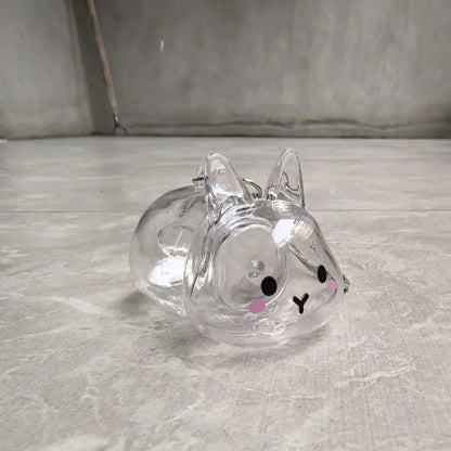 **Cartoon Pet Hair Memorial Transparent Storage Box Keyring Cute Animal Rabbit Fur Organizer Keychain Bag Pendant Pet Souvenirs