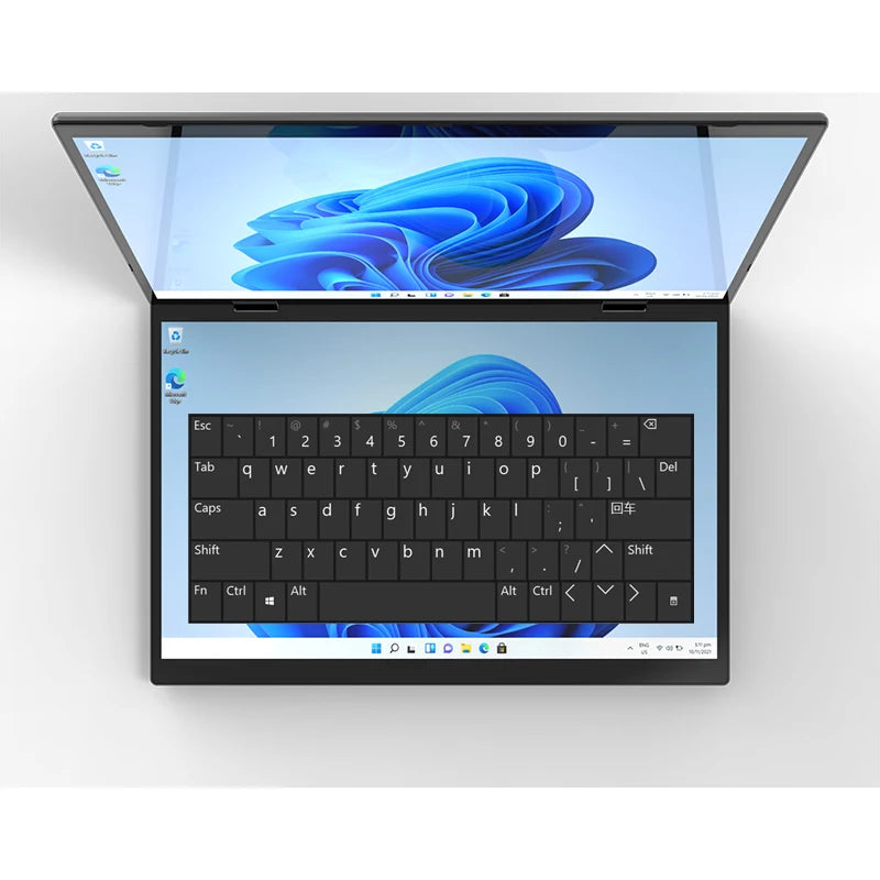Intel N150 N100 CPU Dual Screen Laptop 14"+14 " 2K Touch Screen Notebook 32GB 360 Degree Flip Metal Case 2 in 1 Laptop Computer