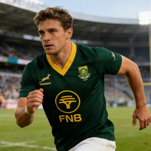 2026 New Men's Best Seller South Africa Springboks Green Gold Rugby Jersey FNB Sponsor Protea Logo Men Quick Drying Beachwear