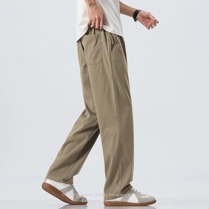 Summer Lyocell Fabric Ultra-thin Trousers Men's Loose Straight Cool Breathable Daily Sports Blue Casual Trousers Fashion Korean