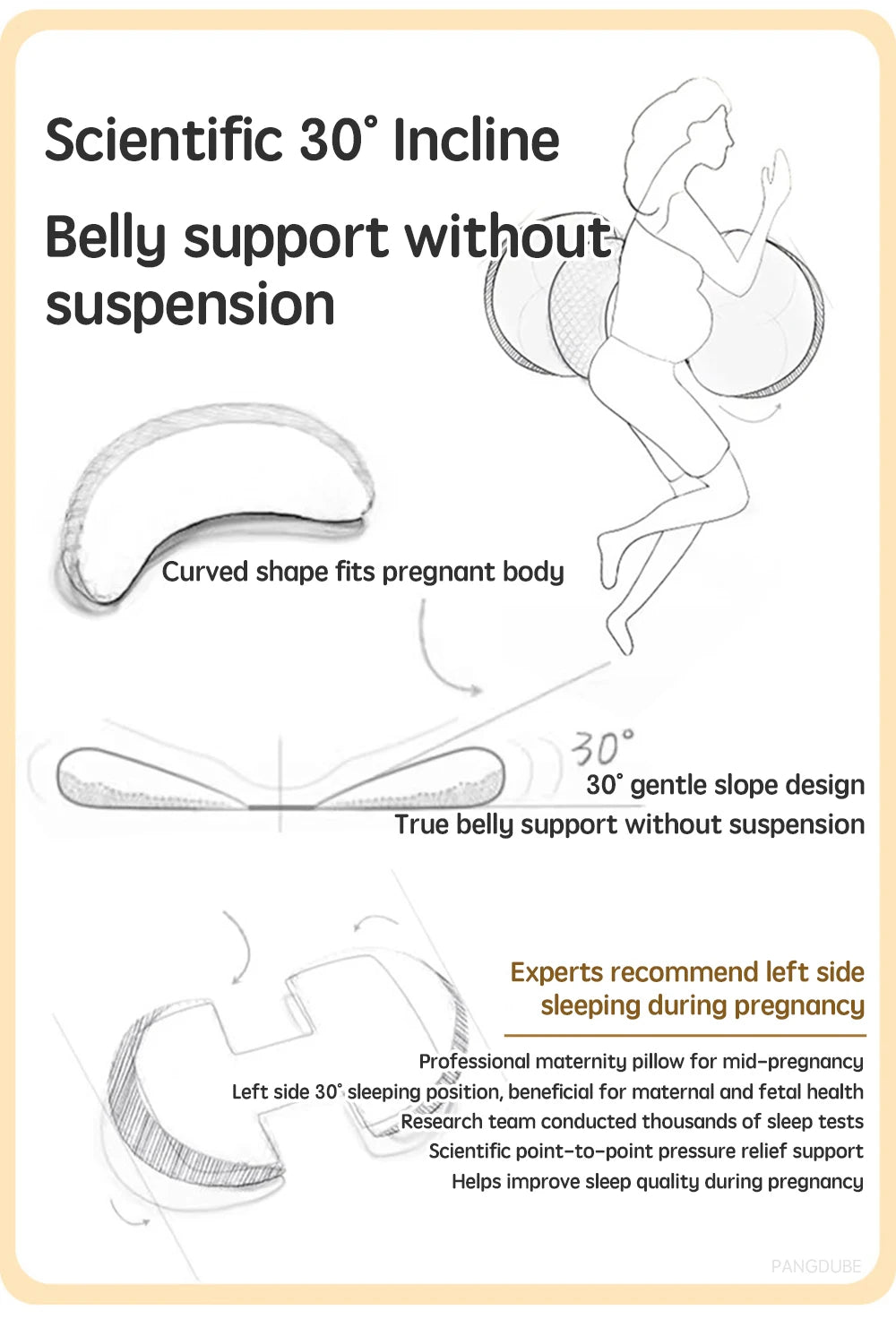 PANGDUBE Pregnancy Pillow U-shaped Waist Pillows Cotton Maternity Pillow Women Sleeping Body Pillow Care for Pregnancy Cushion