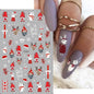 1PCS New Christmas Decorations 2023 New Year Nail Stickers Press on Nails Laser Snowflake Christmas Tree 3D Nail Decal