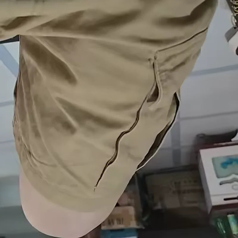Men's Wear-Resistant Shorts Summer Beach Casual Cargo Short Pants Multi-Pocket Workwear Breathable Loose Straight Solid Shorts