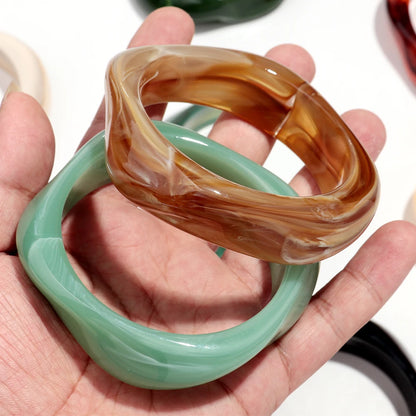 Bohomia Acrylic Statement Irregular Geometric Chunky Bangles for Women Resin Colorful Exaggerated Charm Bracelet Jewelry Gifts