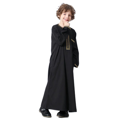 Muslim Saudi Arab Boys Robe Kids Abaya Kaftan Prayer Islam Ramadan Clothing Long Sleeve Thobe Middle East Teenage Dress Dubai