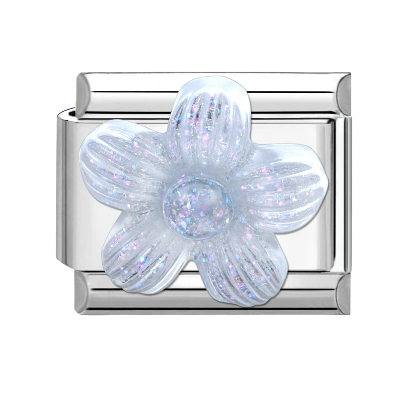 Y2K Butterfly Bow Knot Heart Star Moon Zircon Daisy Cross Italian Charm Links Fit 9mm Stainless Steel Bracelet DIY Making Gifts