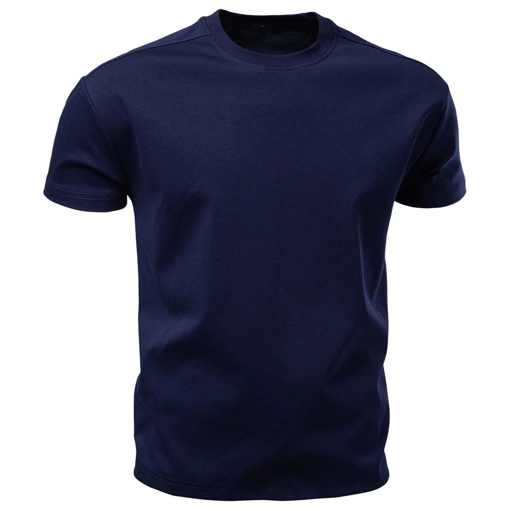 AIOPESON Men's Cotton O-Neck T-Shirt Soft Touch Comfortable Solid Color 8 Options Breathable Lightweight Casual Daily Tee