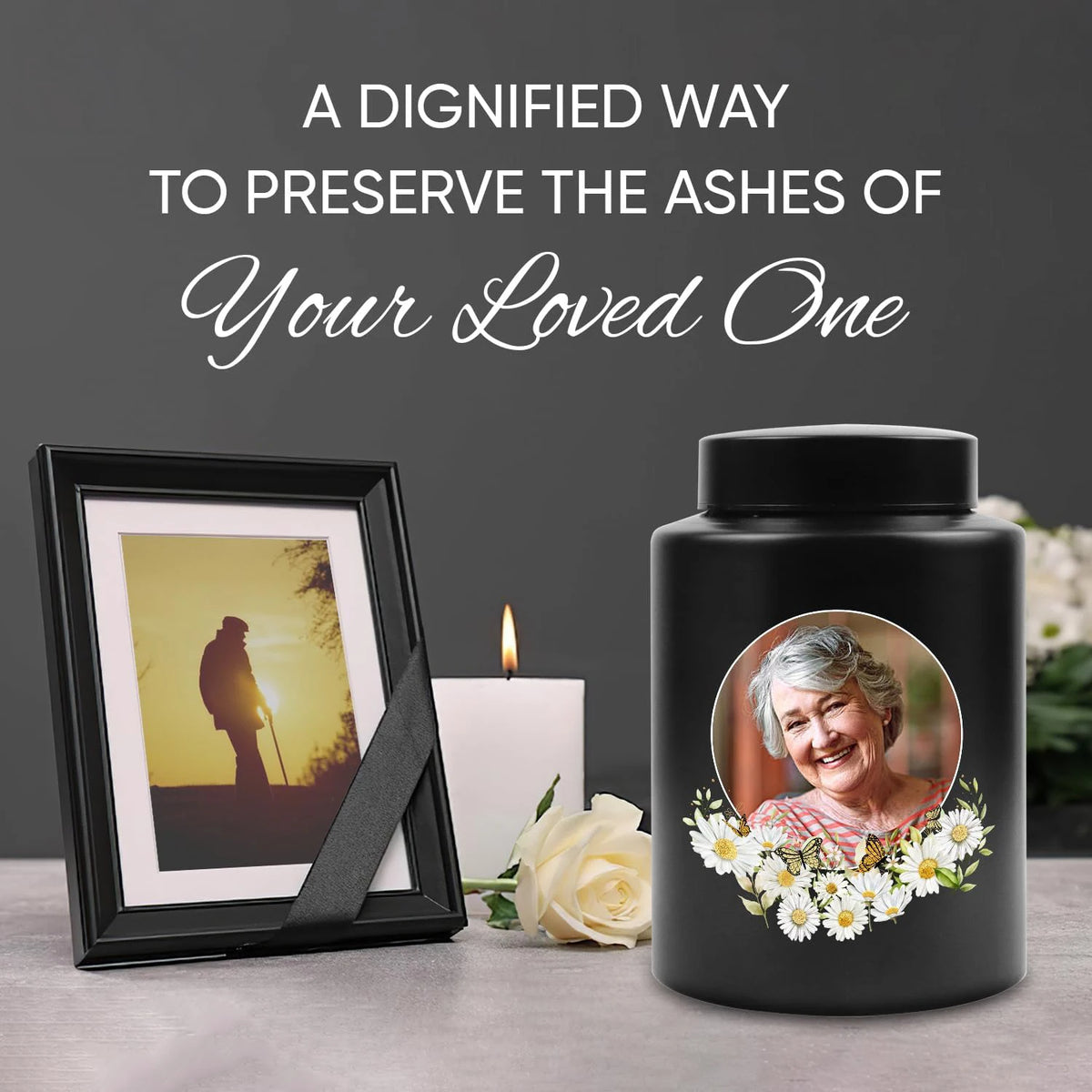 Personalized Pet Ash Urn with Photo Upload Ordinary Portrait Engraving Stainless Steel Cat Dog Memorial Ash Jar Customizable Eng