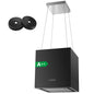Island Hood 700/800m³/h, A+ Energy, 5-Layer Filter, LED, Ductless, Black, CE, Push Button