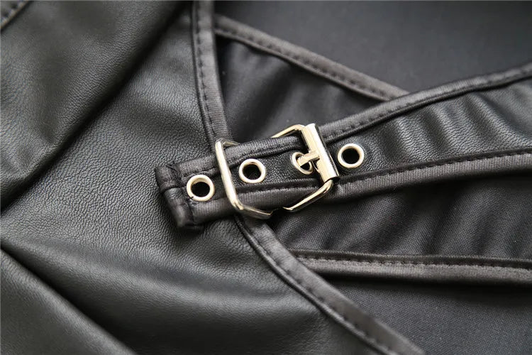 Female Ass Porn Mini Skirt BDSM Bondage Lingerie Spanking Whip PU Leather G-String Panties Dress Erotic Sexy Costume Women