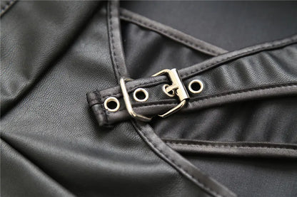 Female Ass Porn Mini Skirt BDSM Bondage Lingerie Spanking Whip PU Leather G-String Panties Dress Erotic Sexy Costume Women