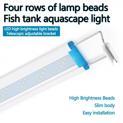 Extensible Waterproof Clip on Lamp For Fish Tank Super Slim Fish Tank Aquatic Plant Grow Aquarium LED Light 18-58cm 220V