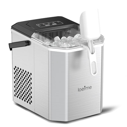 LOEFME 12kg/24h Electric Ice Maker Desktop Fully Automatic Bullet Ice Fast Ice Maker Machine Self-Cleaning Home Cafes Camping