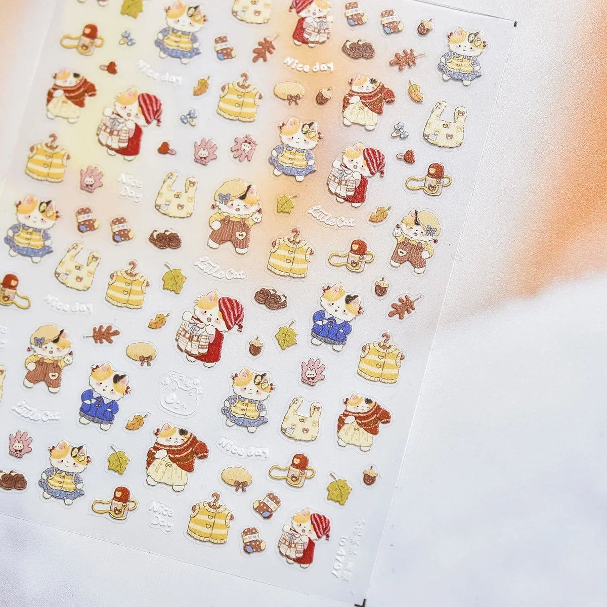Lovely Animal Graffiti Cat Claw Rabbit Bunny Bear Dog Flower Fruit Dim Sum Candy Sunflower Adhesive 5D Nail Art Stickers Decal