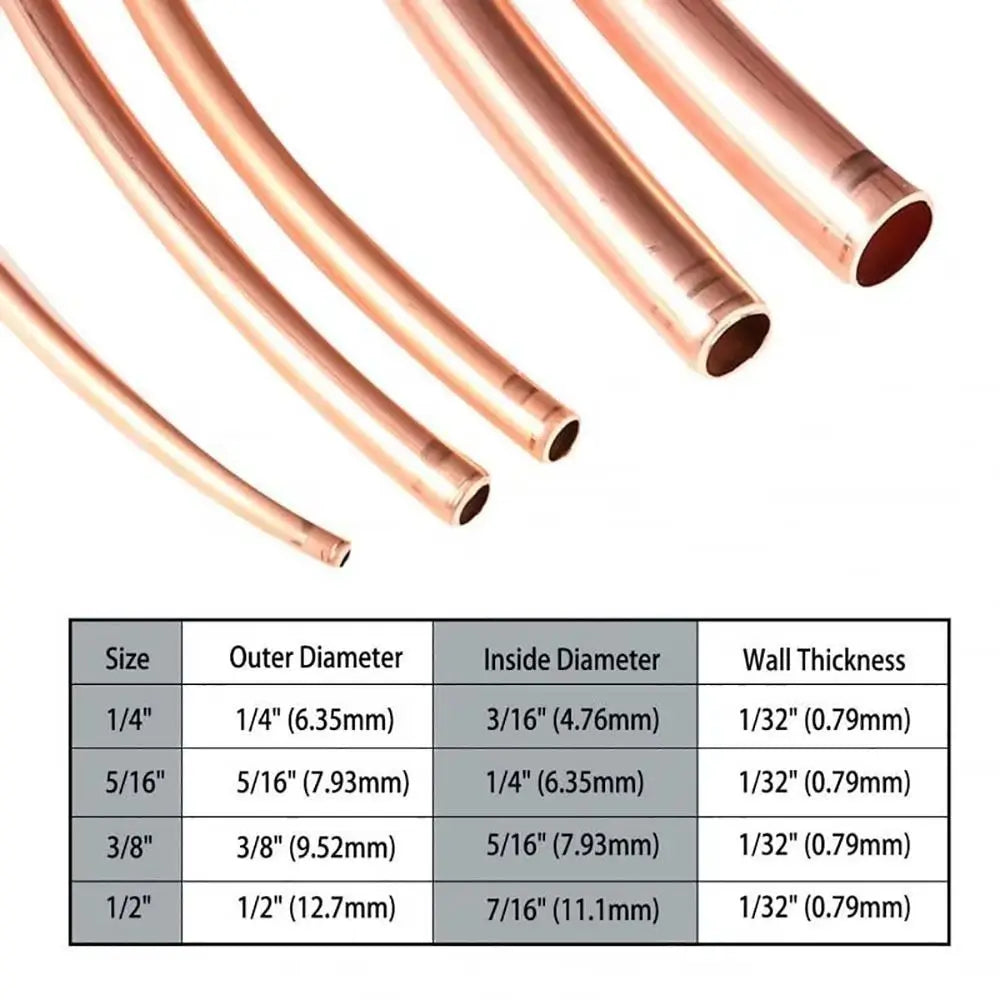 1Pcs Durable 1 Meter Copper Tube Coil 99.9% Pure Copper Soft T2 Copper OD 2-12mm ID 1-10mm Wire Pipe Airs Conditioner Cooling